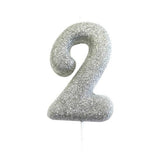 Silver Glitter Number Candles in 0-9