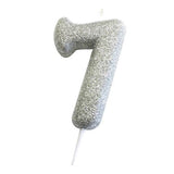 Silver Glitter Number Candles in 0-9