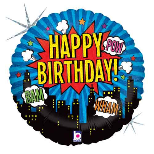Happy Birthday Superhero Helium Filled Foil Balloon