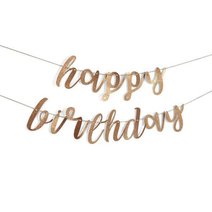 Rose Gold Happy Birthday Script Banner