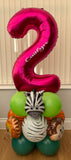 Personalised Supershape Number Air Filled Balloon Decoration With 3 Jungle Characters
