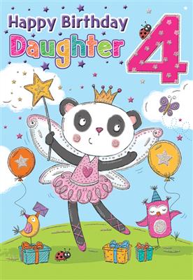 Happy Birthday Daughter Age 4 Birthday Greeting Card