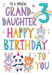 To A Special Granddaughter 3rd Birthday Greeting Card