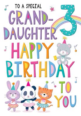 To A Special Granddaughter 3rd Birthday Greeting Card