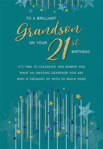 Grandson 21st Birthday Greeting Card