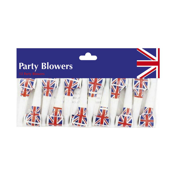 Union Jack Party Blowers (12 Pack)