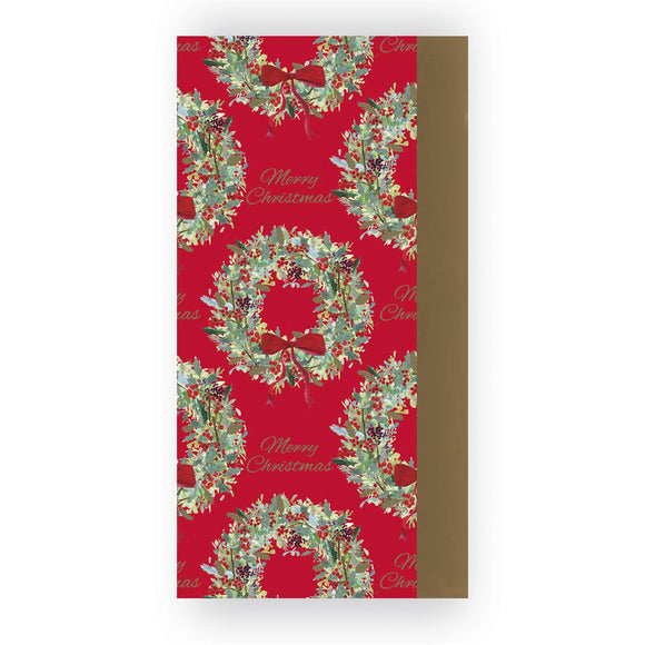 Christmas Wreath/Gold Plain Tissue Paper (8 Sheets)