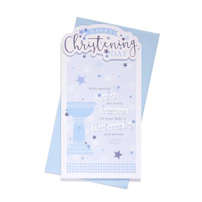 Happy Christening Day Blue Greeting Card
