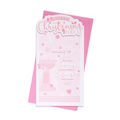 Happy Christening Day Pink Greeting Card