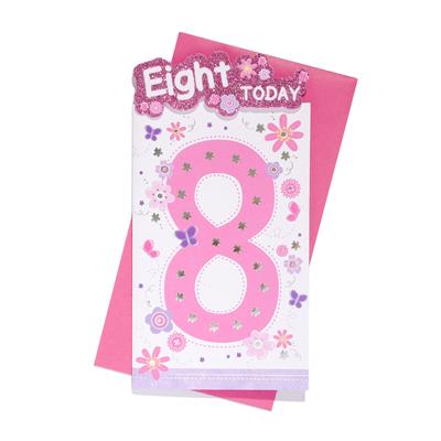 Eight Today Pink Birthday Greeting Card