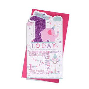 1 Today Pink Elephant Birthday Greeting Card