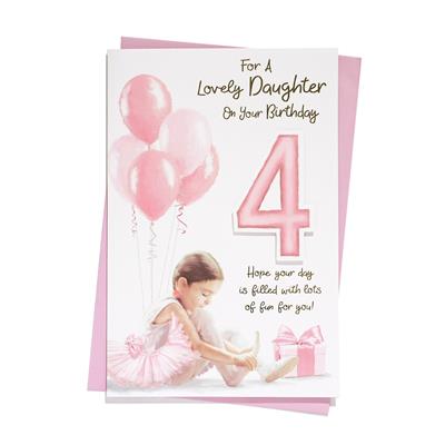 For A Lovely Daughter on Your 4th Birthday Greeting Card