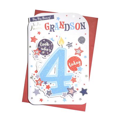 To An Amazing Grandson 4th Birthday Greeting Card