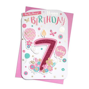 Hip Hip Hooray 7 Today Birthday Greeting Card