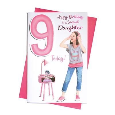 Happy Birthday To A Special Daughter 9th Birthday Greeting Card
