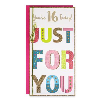 You're 16 Today Birthday Greeting Card