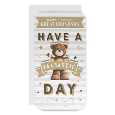 Great-Grandson Bear Birthday Greeting Card