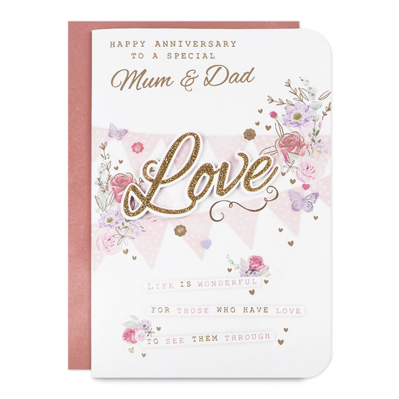 Happy Anniversary To A Special Mum And Dad Greeting Card