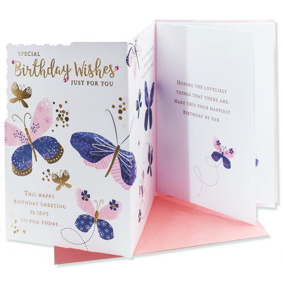 Special Birthday Wishes Just For You Butterflies Greeting Card
