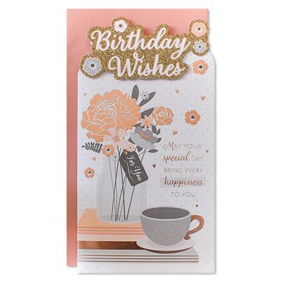 Birthday Wishes Vase Greeting Card