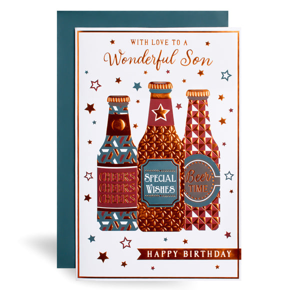 With Love To A Wonderful Son Beer Birthday Greeting Card