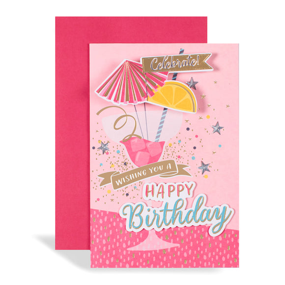 Celebrate Happy Birthday Cocktails Greeting Card