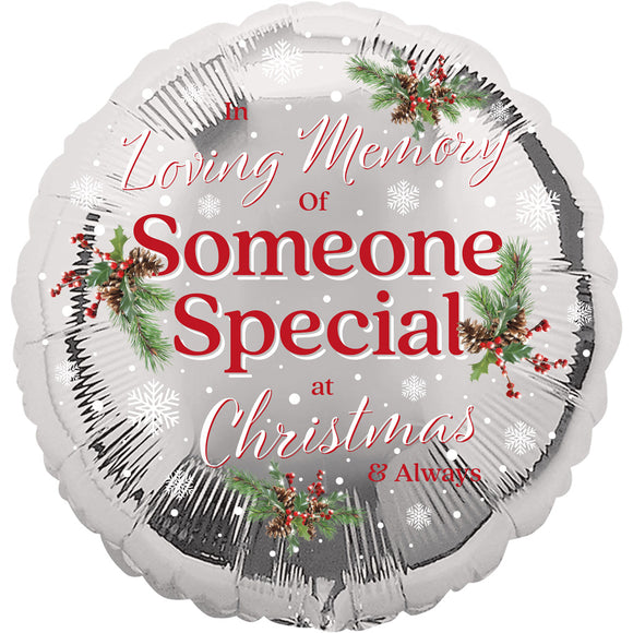 In Loving Memory Of Someone Special Christmas Foliage Remembrance Helium Filled Foil Balloon
