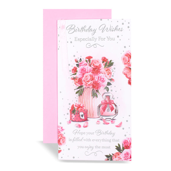 Especially For You Pink Roses Birthday Greeting Card