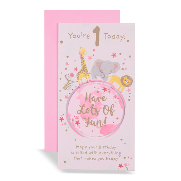 You're 1 Today Jungle Animals Birthday Greeting Card