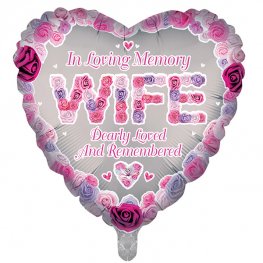 In Loving Memory Wife Remembrance Helium Filled Foil Balloon
