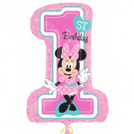 Minnie Mouse Pink 1st Birthday Supershape Helium Filled Foil Balloon