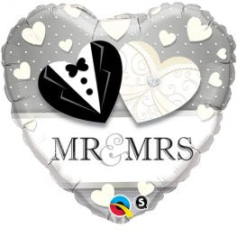 Mr & Mrs Wedding Tuxedo And Gown Helium Filled Foil Balloon
