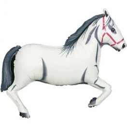 White Horse Helium Filled Supershape Foil Balloon