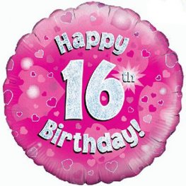 Happy 16th Birthday Pink Helium Filled Foil Balloon