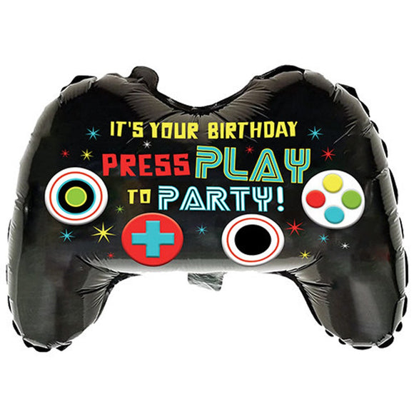 Press Play To Party Game Controller Supershape Helium Filled Foil Balloon