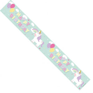 Unicorn Happy Birthday Holographic Banner