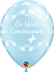 Pearl Light Blue On Your Communion Latex Balloons (6 Pack)