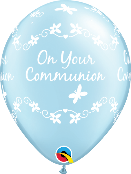Pearl Light Blue On Your Communion Latex Balloons (6 Pack)