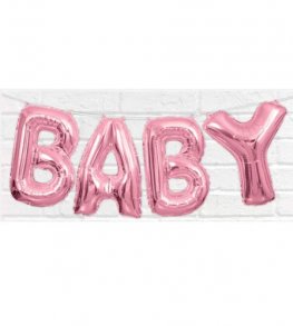 Pink Baby Letter Air Fill Balloon Banner Kit
