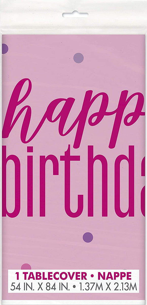 Pink Glitz Happy Birthday Plastic Tablecover