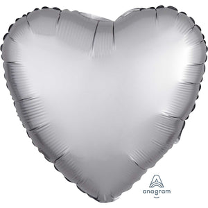 Platinum Satin Luxe Heart Shape Helium Filled Foil Balloon