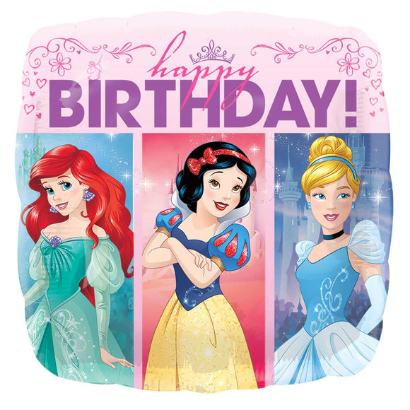 Disney Princess Happy Birthday Square Double Sided Helium Filled Foil Balloon