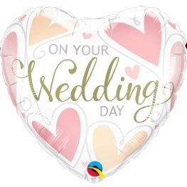 On Your Wedding Day Hearts Helium Filled Foil Balloon