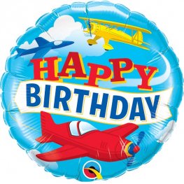 Aeroplanes Happy Birthday Helium Filled Foil Balloon