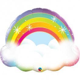 Sparkling Rainbow Supershape Helium Filled Foil Balloon