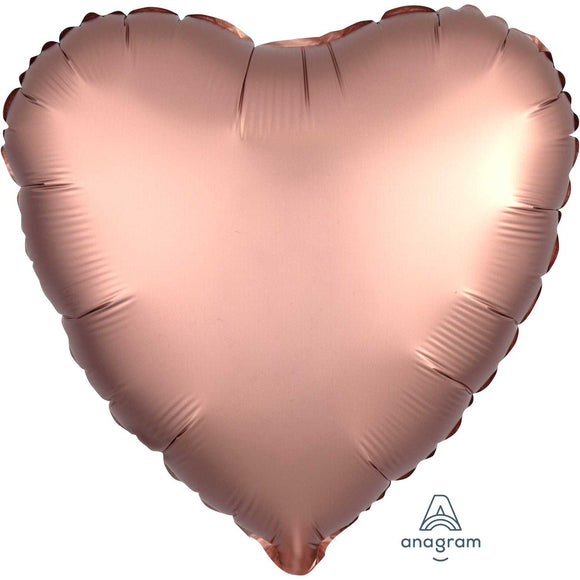 Rose Copper Satin Luxe Heart Shape Helium Filled Foil Balloon