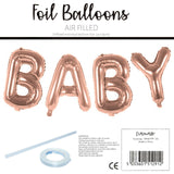 Rose Gold Baby Letter Air Fill Balloon Banner Kit