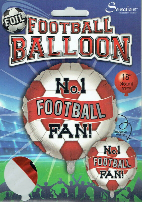No. 1 Football Fan Red And White Helium Filled Foil Balloon