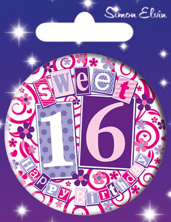 Sweet 16 Happy Birthday Jumbo Badge