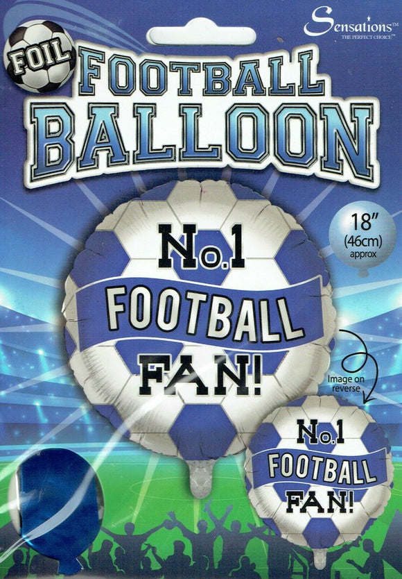 No. 1 Football Fan Blue And White Helium Filled Foil Balloon